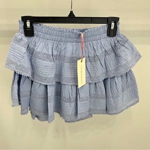 LoveShackFancy Ruffle Mini Skirt Heather Blue
